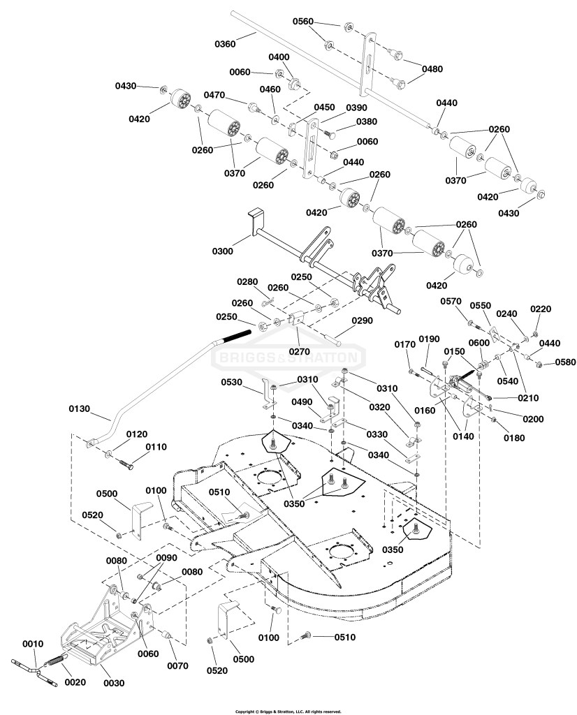 42 Mower Deck - Height Adjustment & Roller Bar Group (2992424)