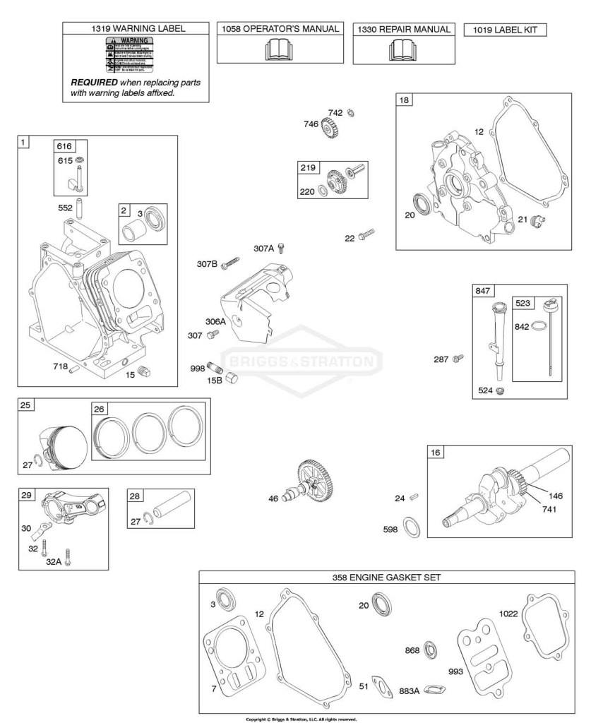 Camshaft, Crankcase Cover, Crankshaft, Cylinder, Lubrication, Piston Group