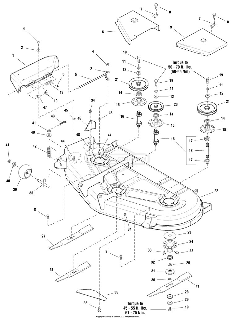 54 Mower Deck - Housing, Arbors & Blade Group