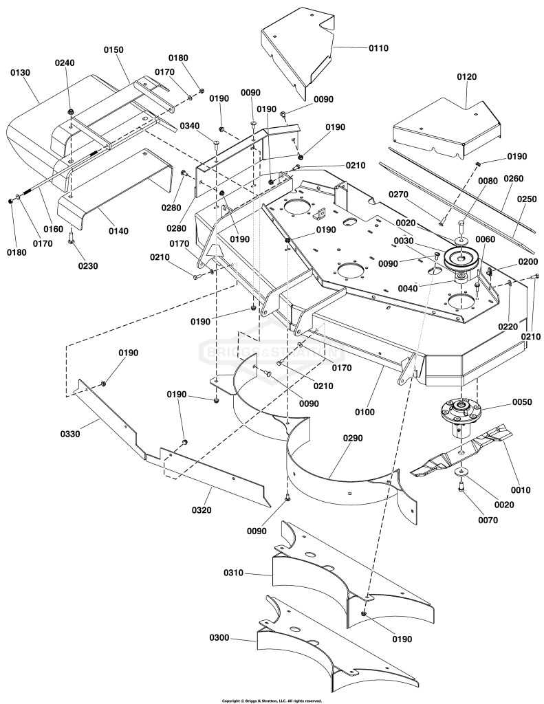 48 Mower Deck Group - Housing, Covers, Spindles, & Blades
