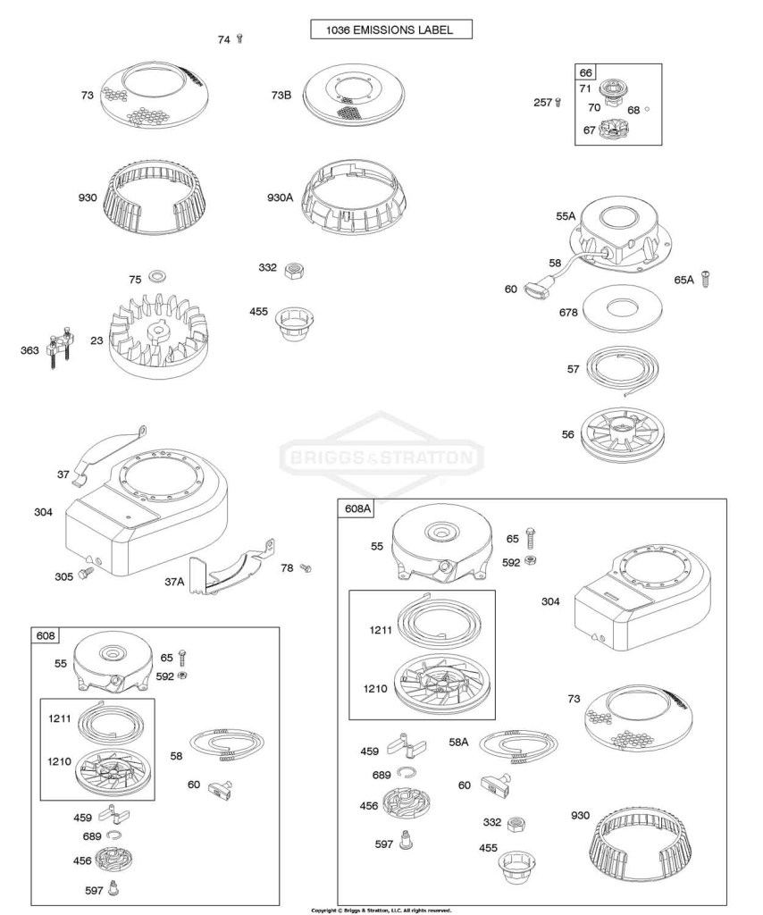 Blower Housing/Shrouds, Flywheel, Rewind Starter