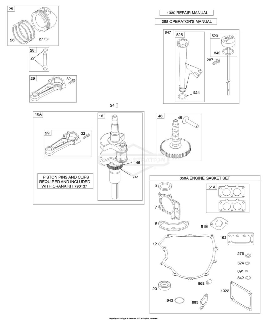 Camshaft, Crankshaft, Gasket Set - Engine, Lubrication, Piston, Rings, Connecting Rod