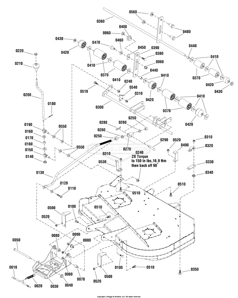 42 (107cm) Mower Deck - Height Adjustment & Roller Bar Group