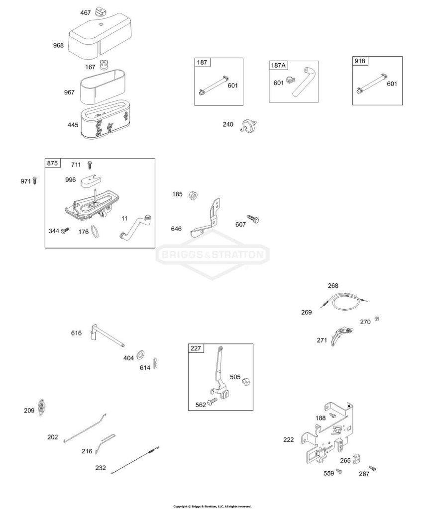 Air Cleaner, Fuel Lines, Controls, Springs, Links