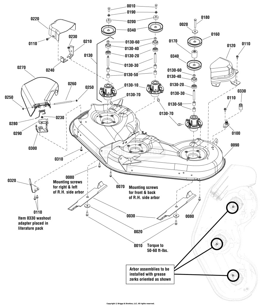 52 Mower Deck - Housing, Arbors & Blades Group