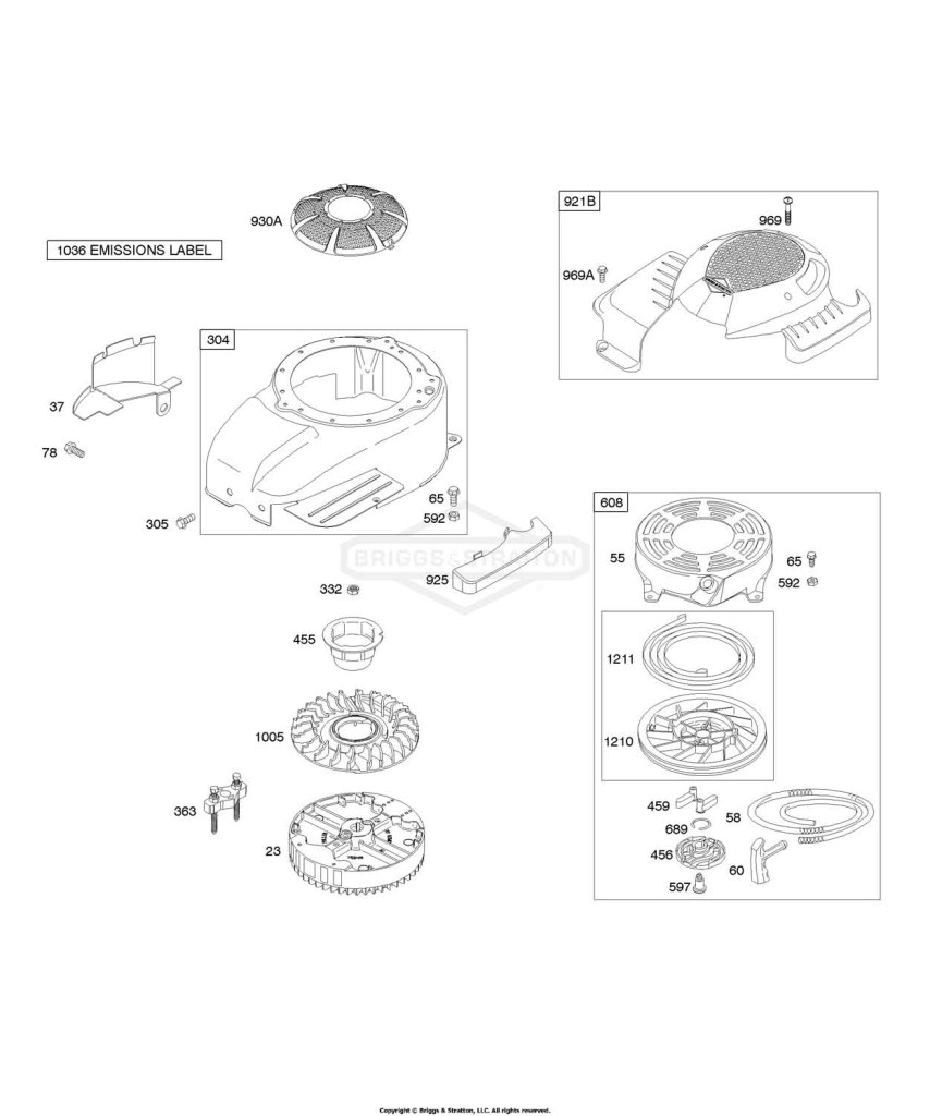 Blower Housing/Shrouds, Flywheel, Rewind Starter