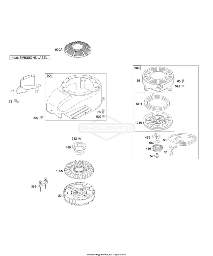 Blower Housing/Shrouds, Flywheel, Rewind Starter