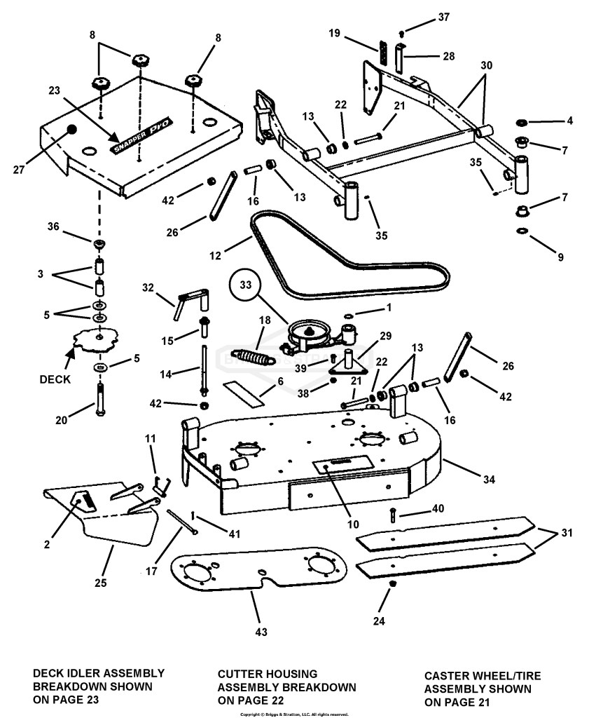 36 Mower Deck Assembly (Adjustable Height)