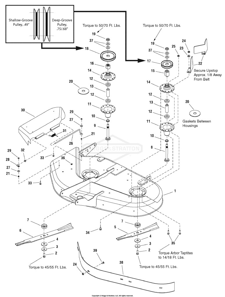 38 Mower Deck - Housing, Arbors & Blades Group