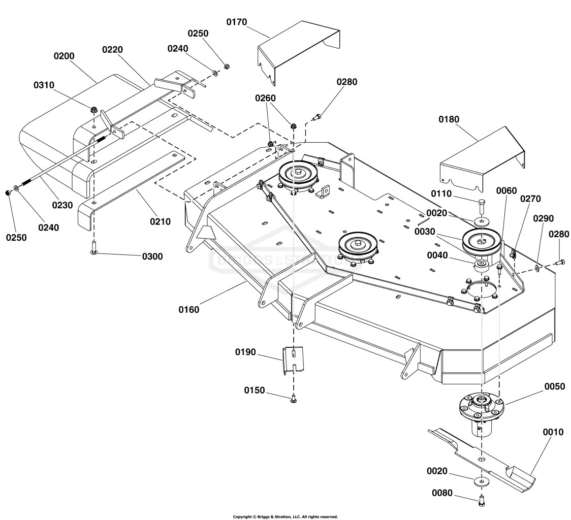 48 Mower Deck Group - Housing, Covers, Spindles & Blades