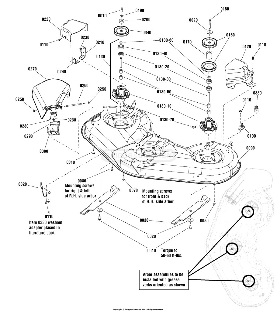 46 & 52 Mower Deck - Housing, Arbors & Blades Group
