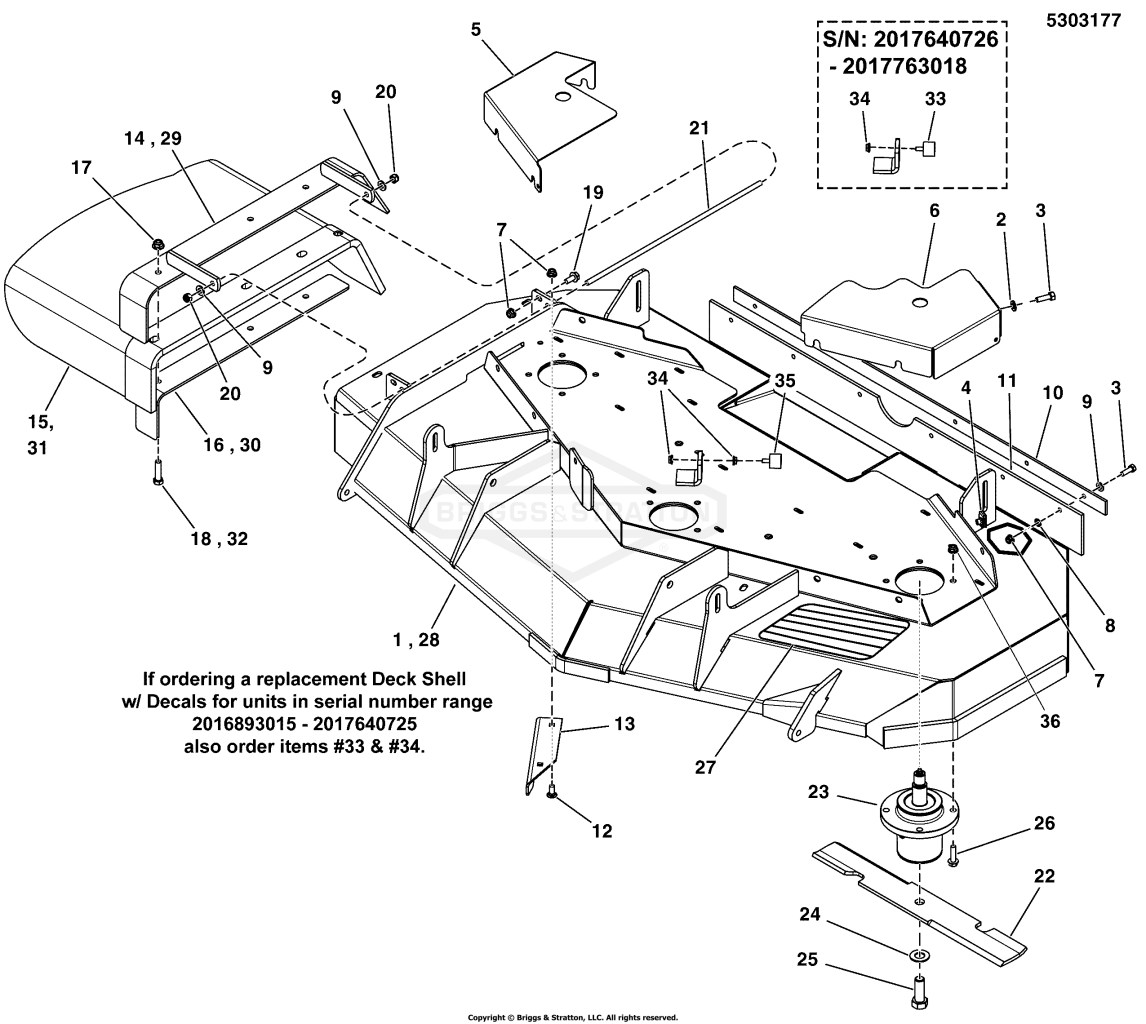 52 Mower Deck - Housing, Covers, Spindles & Blades