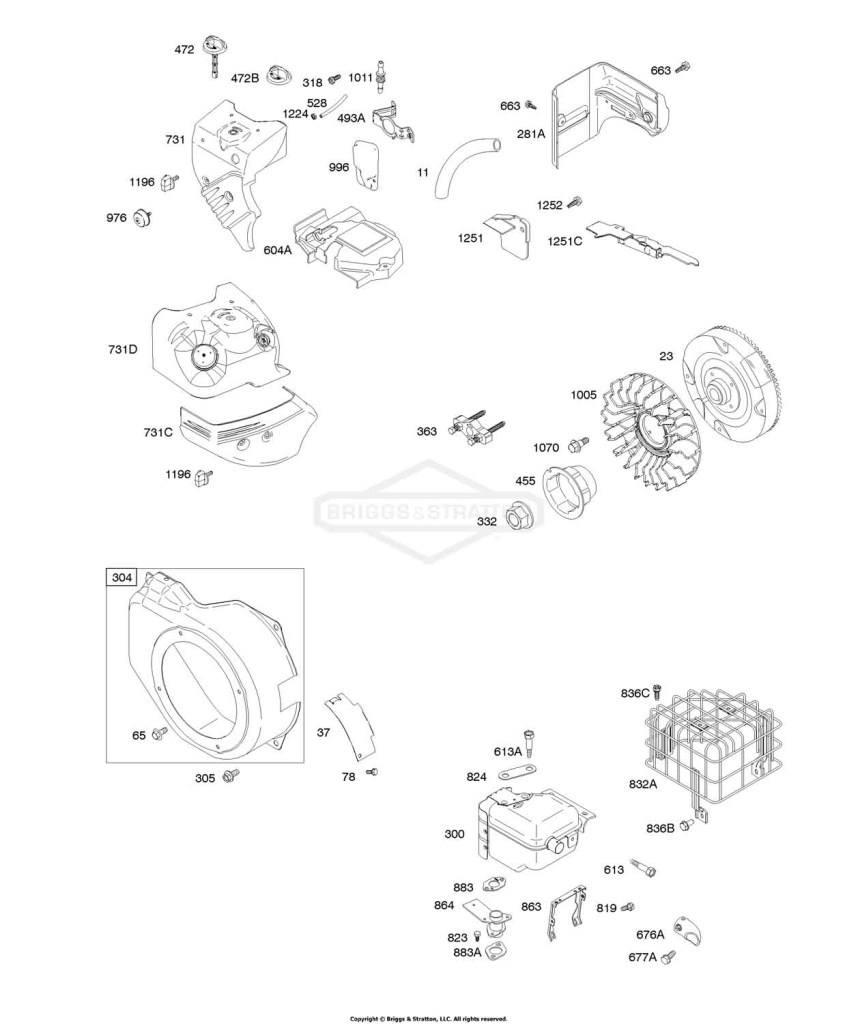 Blower Housing/Shrouds, Exhaust System, Flywheel