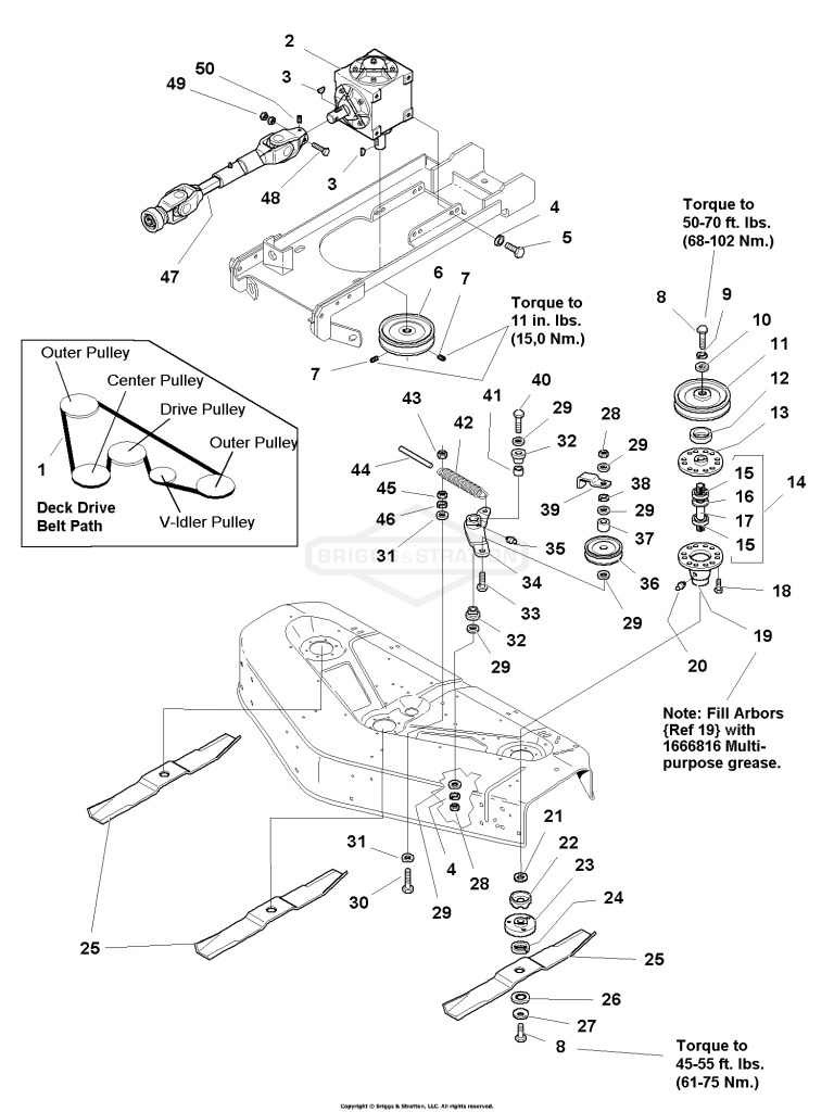 48 Mower Deck - Drive, Belt, Arbor & Blade Group