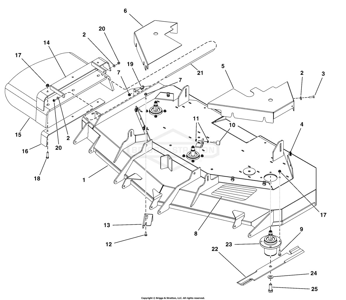 61 Mower Deck - Housing, Covers, Spindles, and Blades