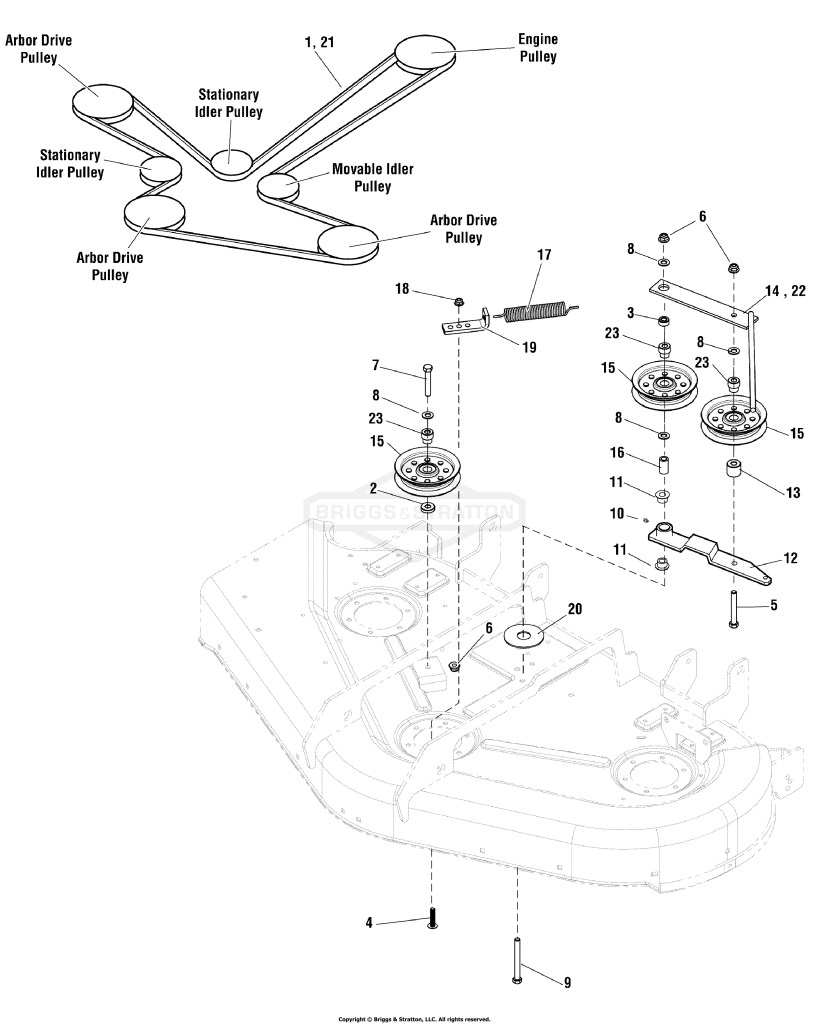 44 & 50 Mower Deck - Belt & Idler Group - B&S Professional Series