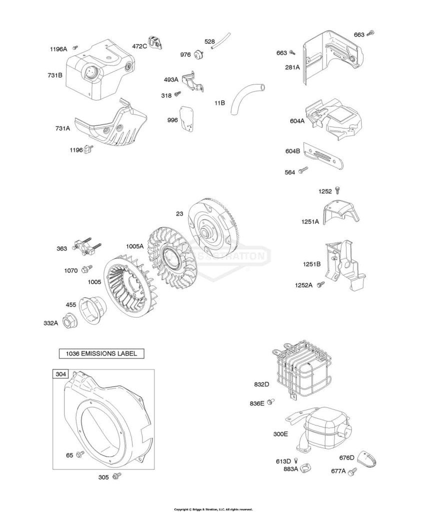 Blower Housing/Shrouds, Exhaust System, Flywheel