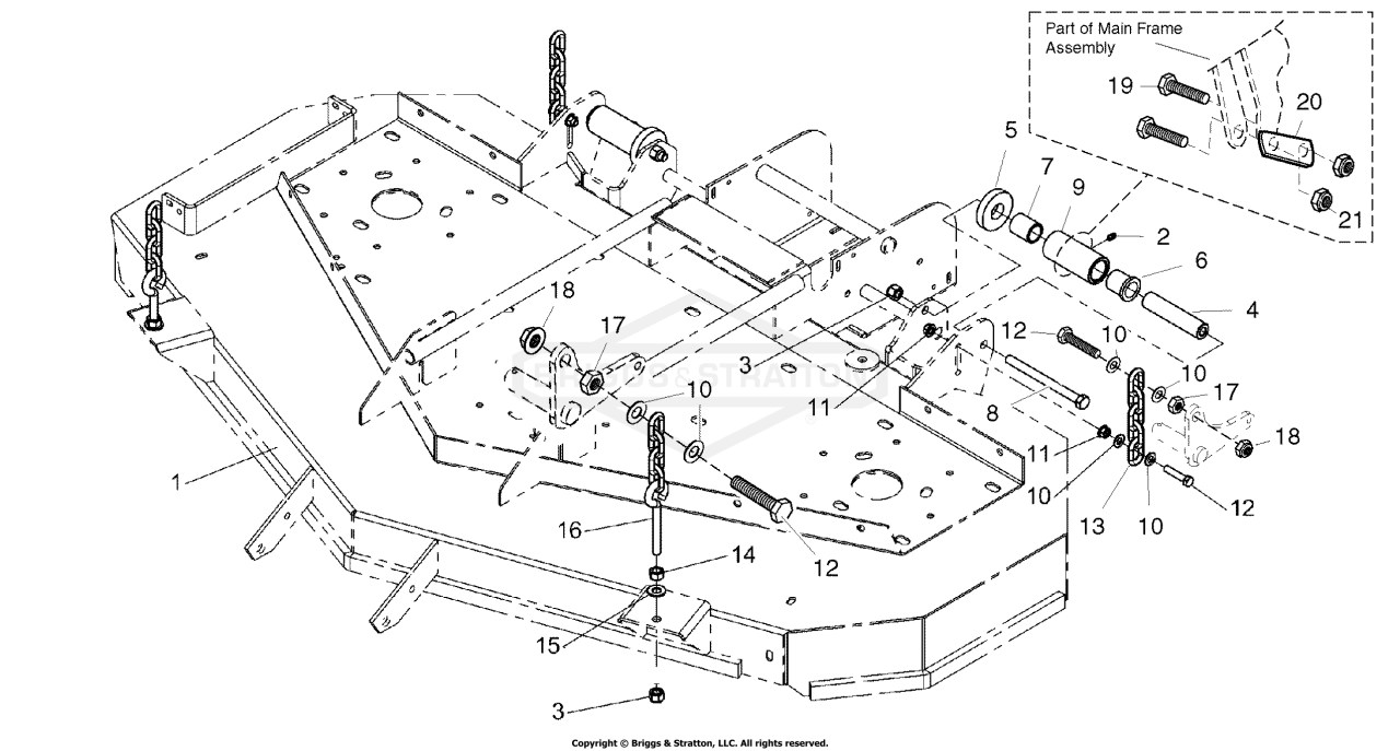 61 & 72 Mower Deck - Hanger Chains & Rear Mount Rollers
