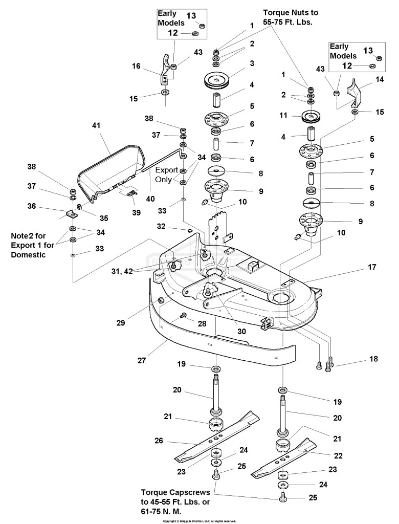 38 Mower Deck - Housing, Arbors & Blades