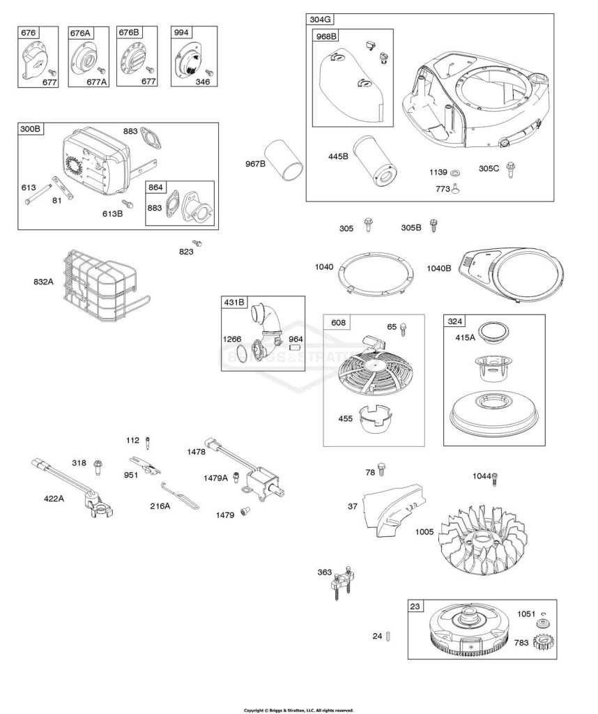 AIR CLEANER, BLOWER HOUSING, EXHAUST SYSTEM, FLYWHEEL