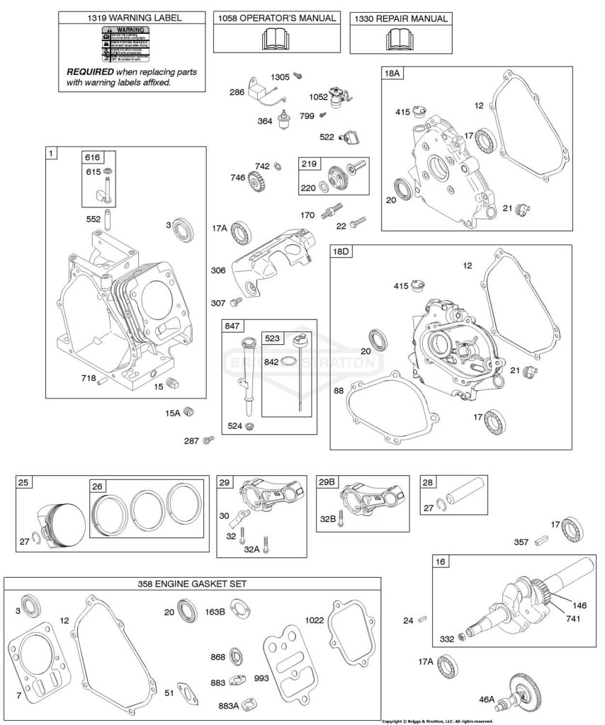 Camshaft, Crankcase Cover, Crankshaft, Cylinder, Lubrication, Piston Group