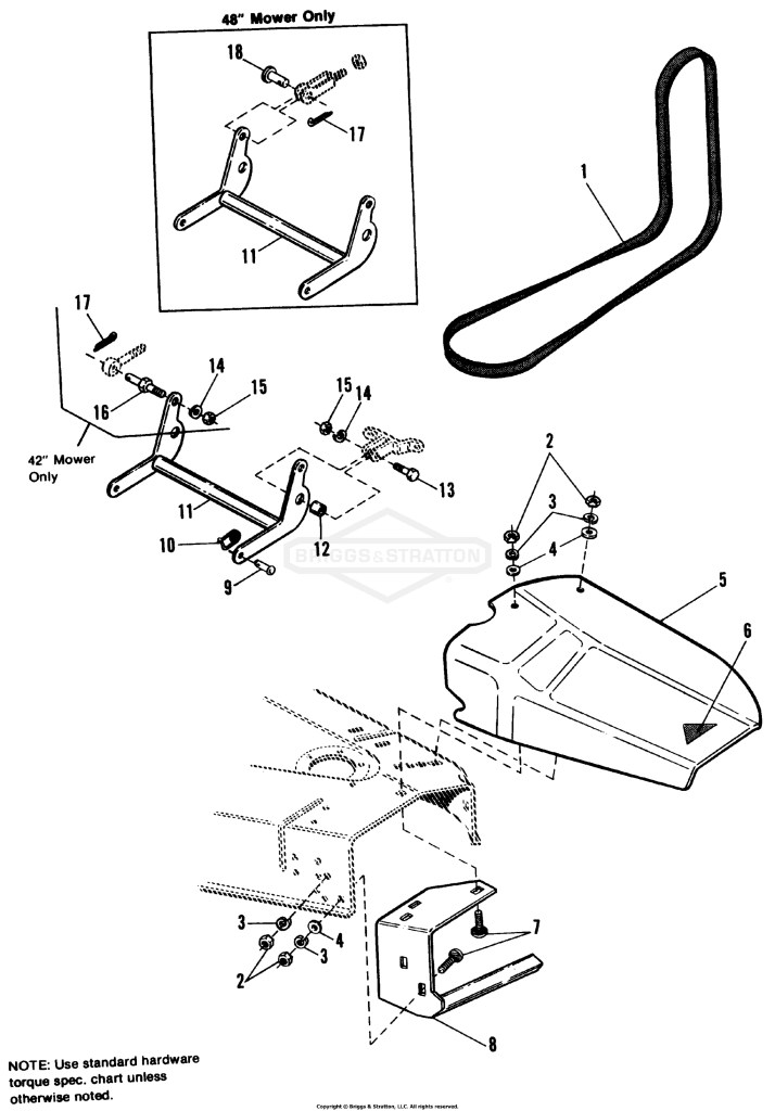 42 & 48 Mower Deck-Deflector, Stone Guard & Arm Assy. Group