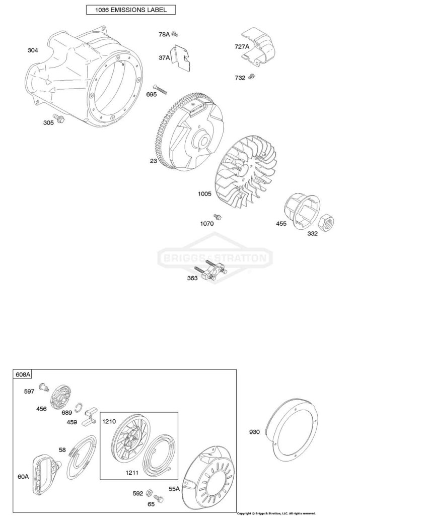 Blower Housing/Shrouds, Flywheel, Rewind Starter