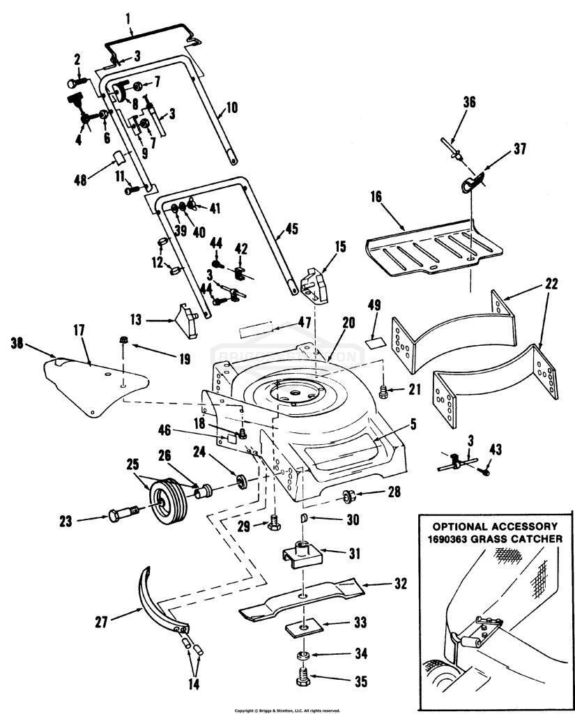 PARTS LIST FOR MFG. NO. 1690796-19 PUSH MOWER