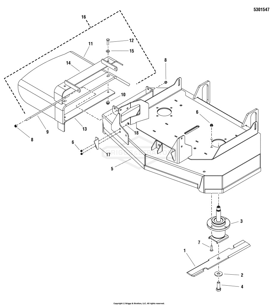 36 Mower Deck - Housing, Spindles & Blades Group