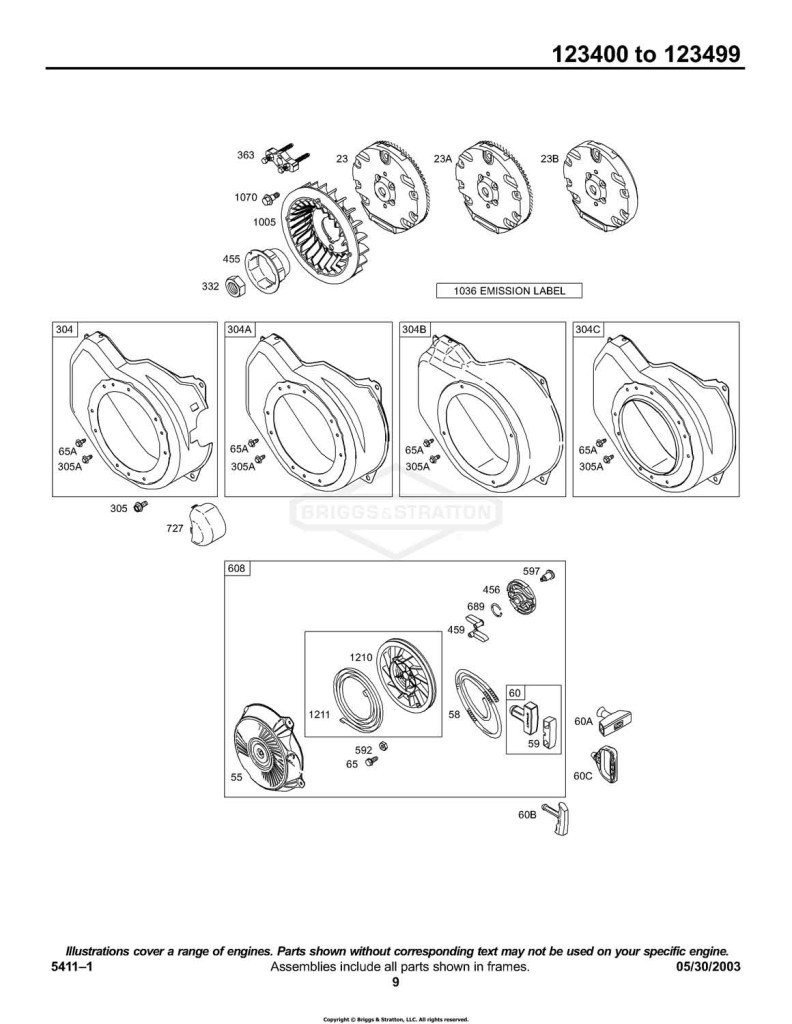 Blower Housing/Shrouds, Flywheel, Rewind Group