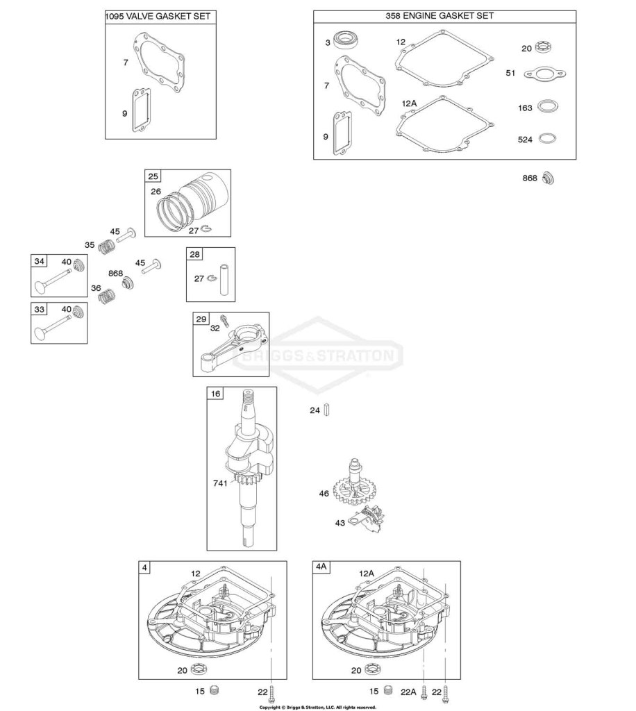 Camshaft, Crankcase Cover/Sump, Crankshaft, Gasket Set - Engine, Gasket Set - Valve, Piston/Rings/Connecting Rod