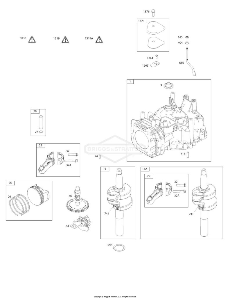 Camshaft, Crankshaft, Cylinder, Piston/Rings/Connecting Rod, Warning Label