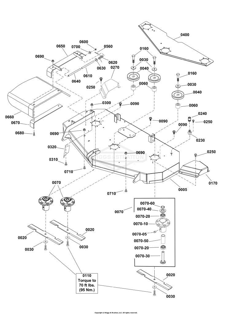 52 (132cm) Mower Deck - Housing, Arbors & Blades Group