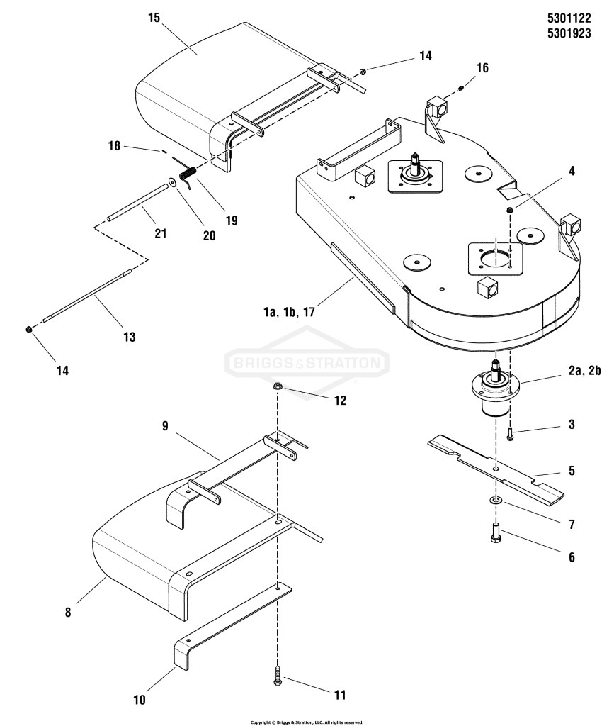 36 Mower Deck - Housing, Covers, Spindles & Blades (Side Discharge)