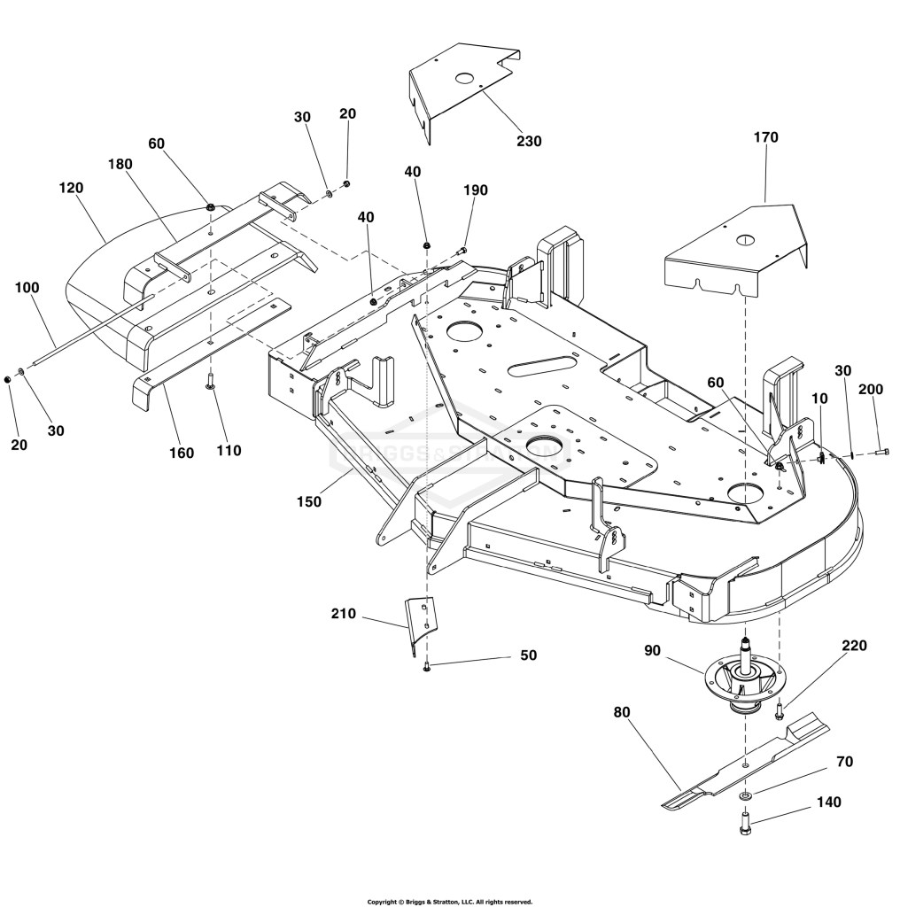 60 Mower Deck Group - Housing, Covers, Spindles & Blades