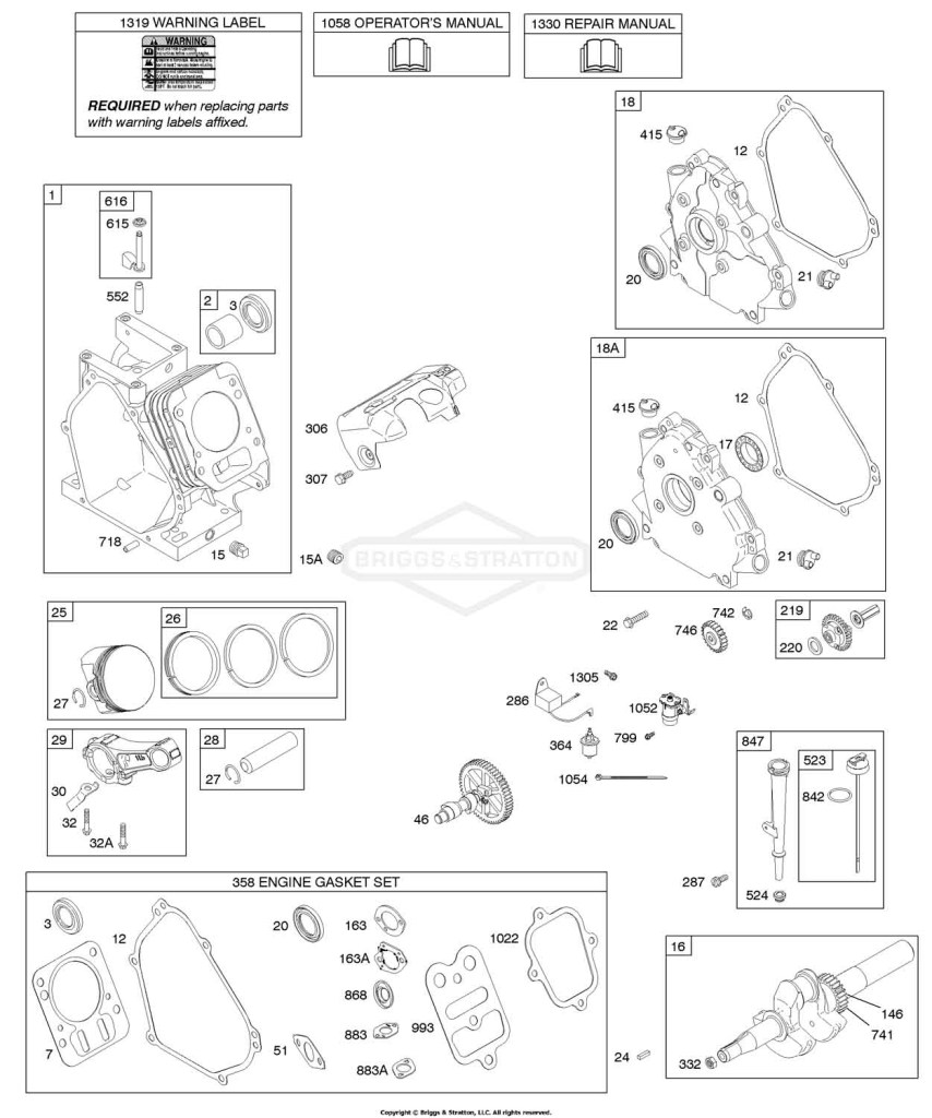 Camshaft, Crankcase Cover, Crankshaft, Cylinder, Lubrication, Piston Group
