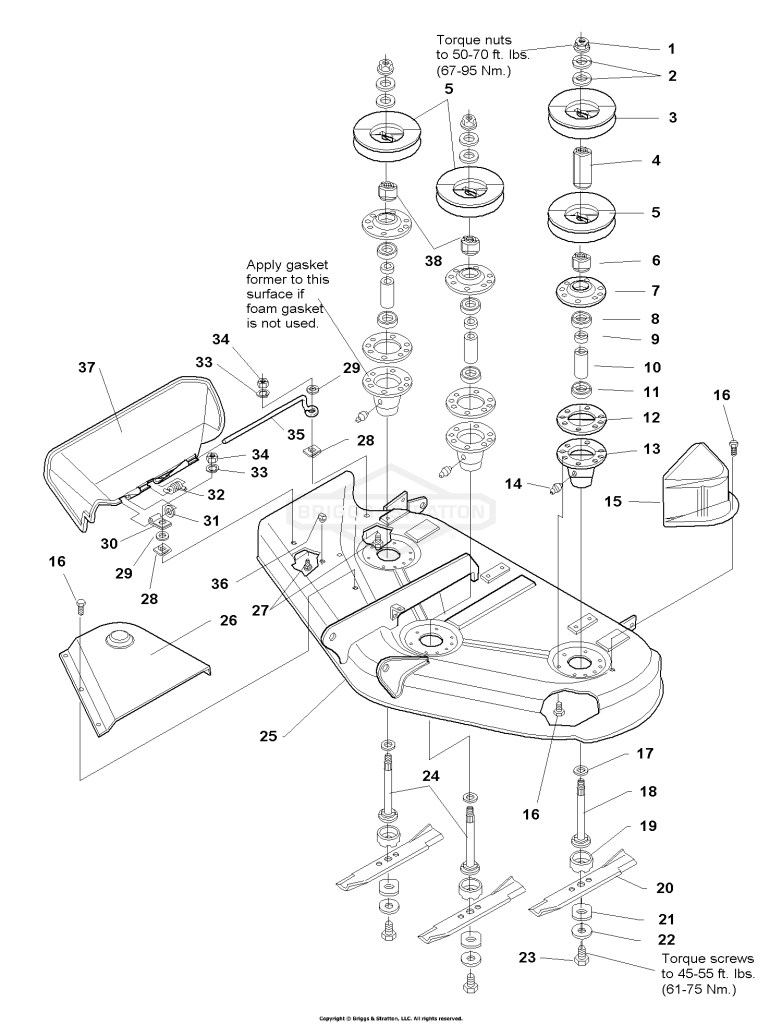 44 & 50 Mower Deck - Housing, Arbors & Blades Group