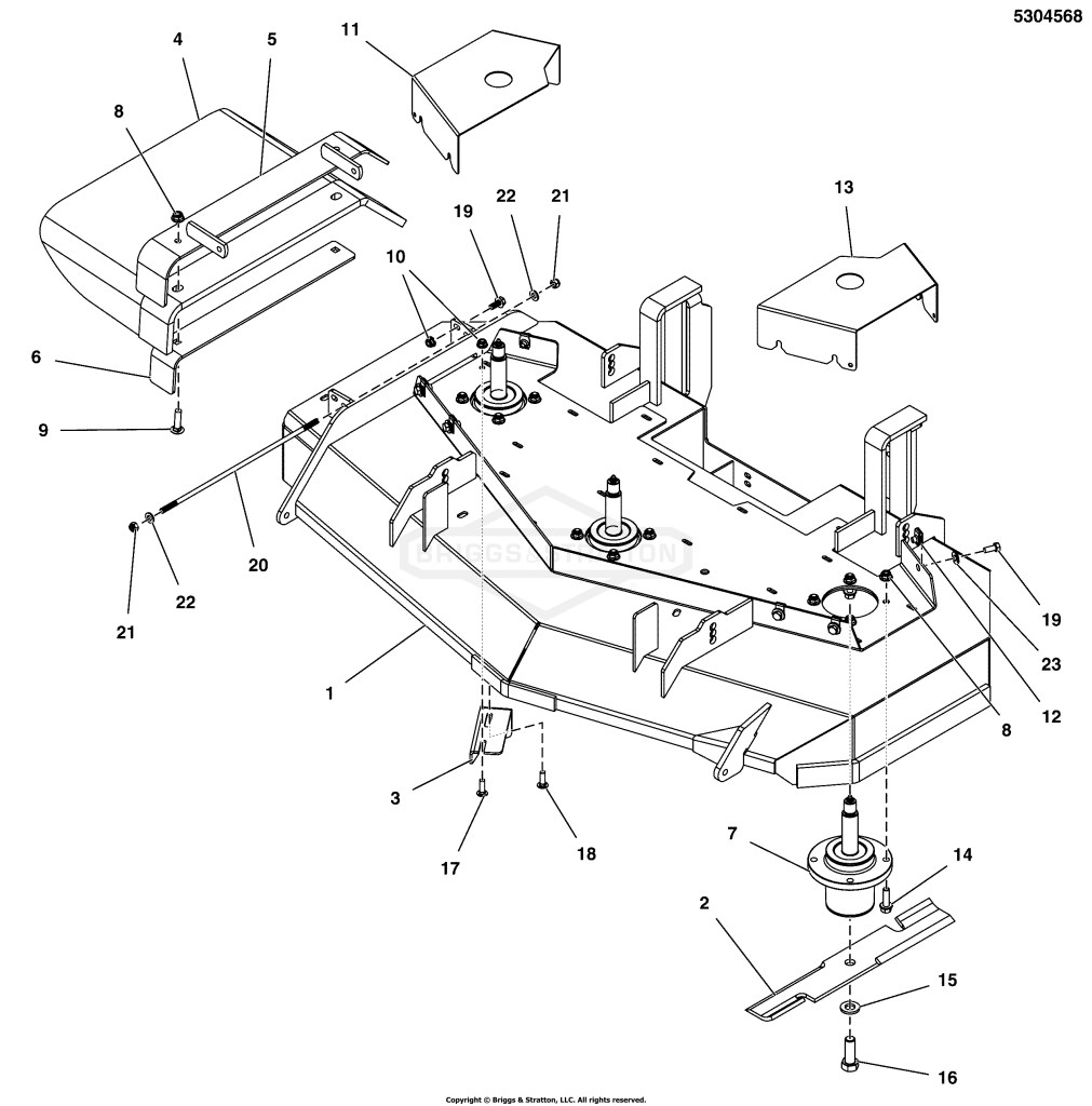 48 Mower Deck - Housing, Covers, Spindles & Blades