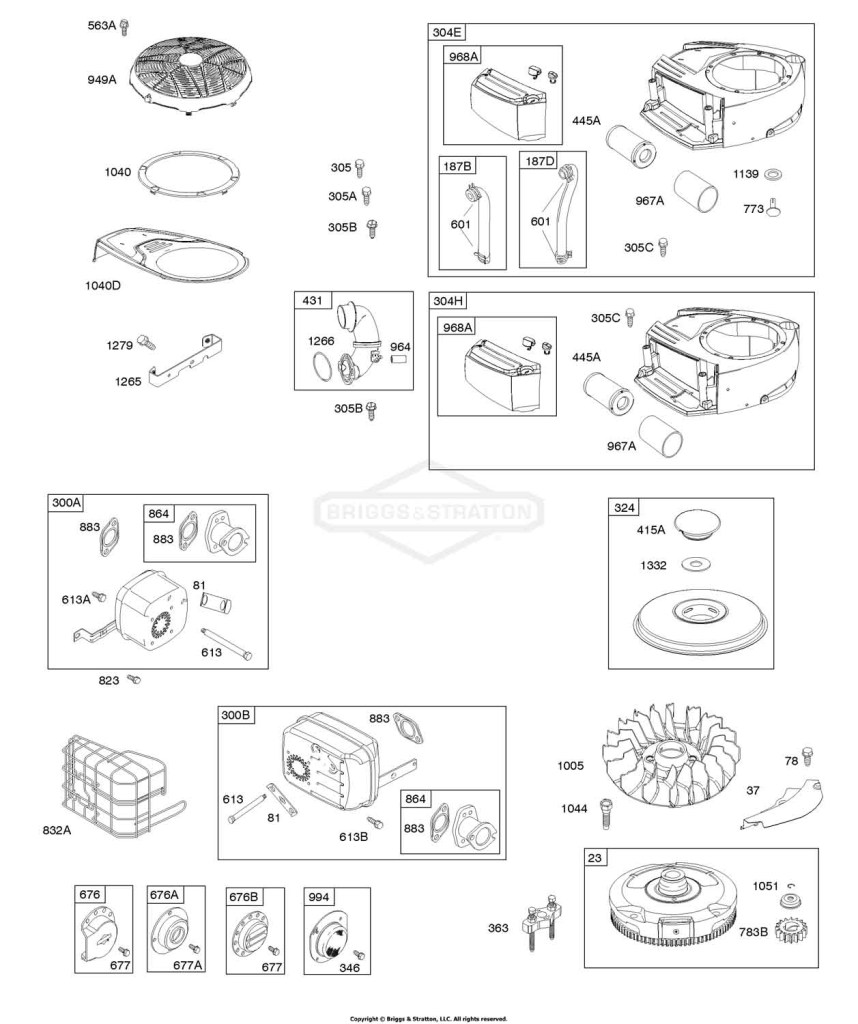 AIR CLEANER, BLOWER HOUSING, EXHAUST SYSTEM, FLYWHEEL