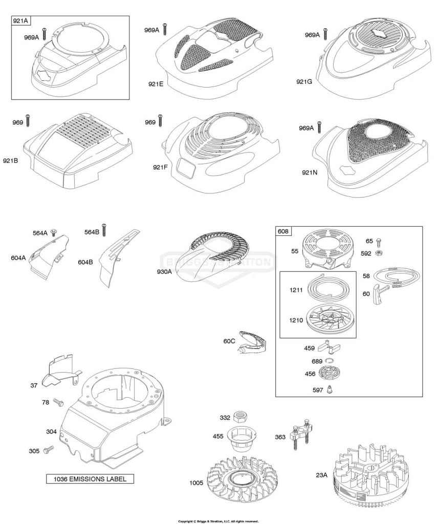 Blower Housing/Shrouds, Flywheel, Rewind Starter