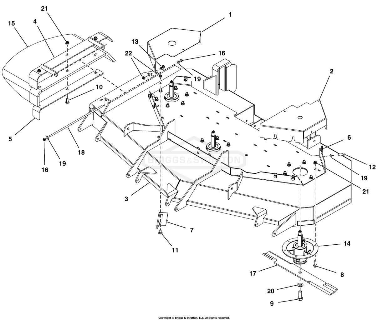 61 Mower Deck - Housing, Covers, Spindles, & Blades