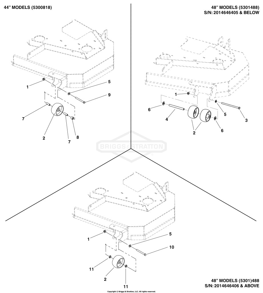 44 & 48 Mower Deck - Rollers & Casters Group