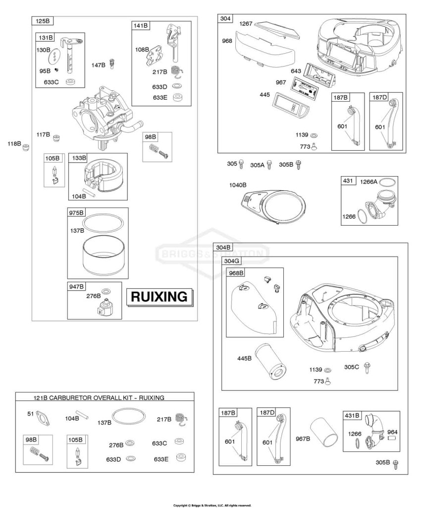 Air Cleaner, Blower Housing, Carburetor - Ruixing, Kit-Carburetor Overhaul - Ruixing