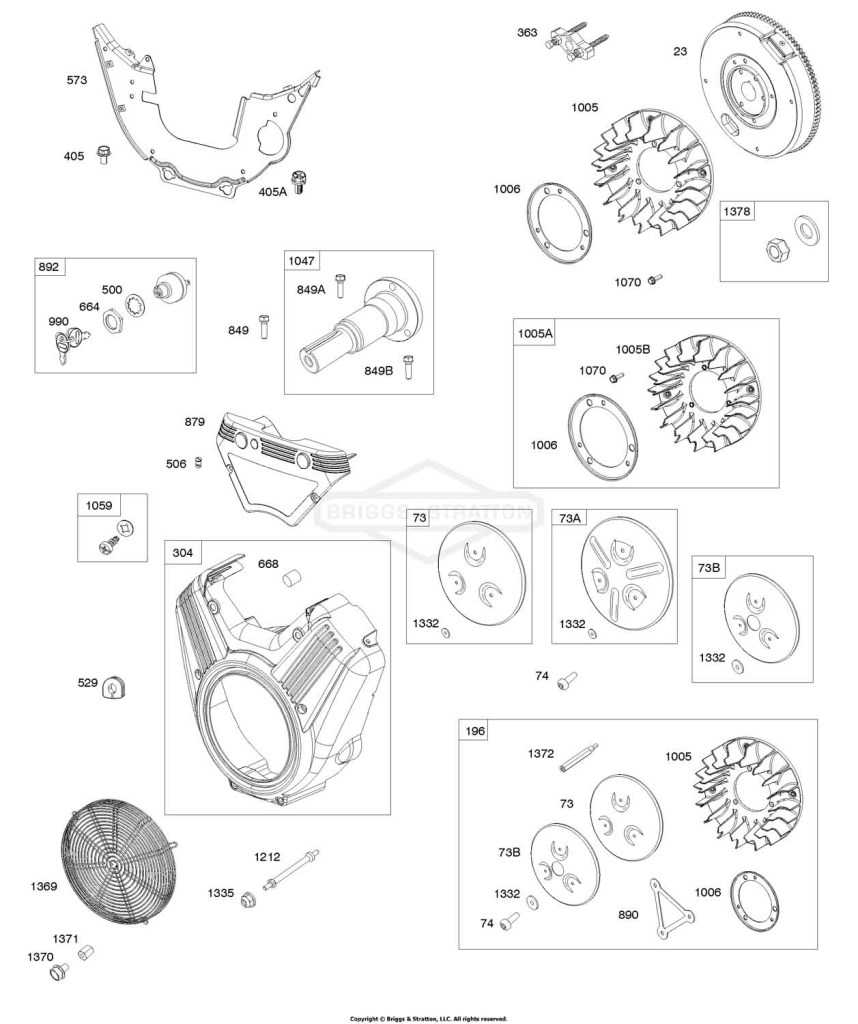 Blower Housing, Flywheel, Stub Shaft