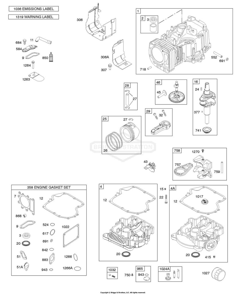 Camshaft, Crankshaft, Cylinder, Engine Sump, GASKET SET - ENGINE, Lubrication, Piston, Rings, and Connecting Rod, Warning Label