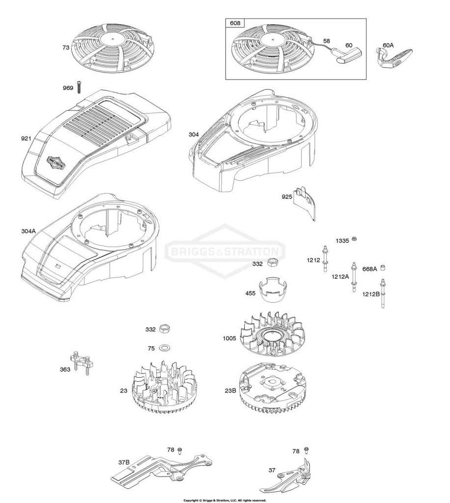 Blower Housing, Cover/Guards, Flywheel, Rewind Starter