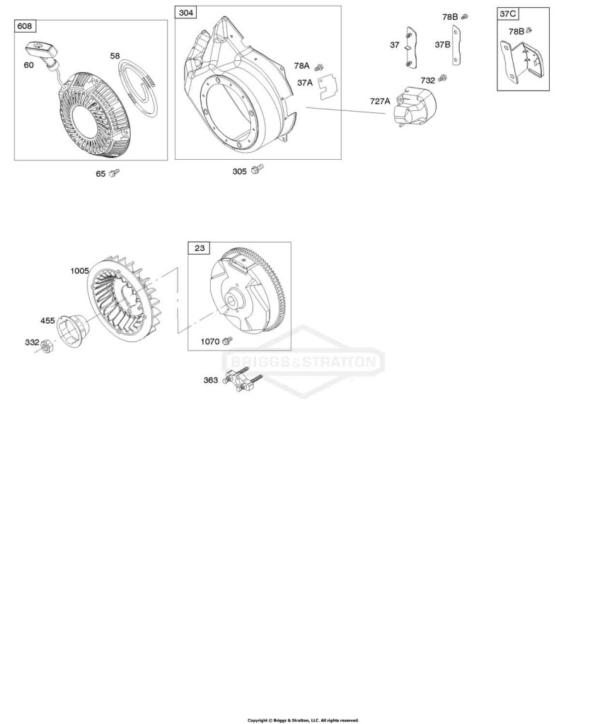 Blower Housing/Shrouds, Flywheel, Rewind Starter