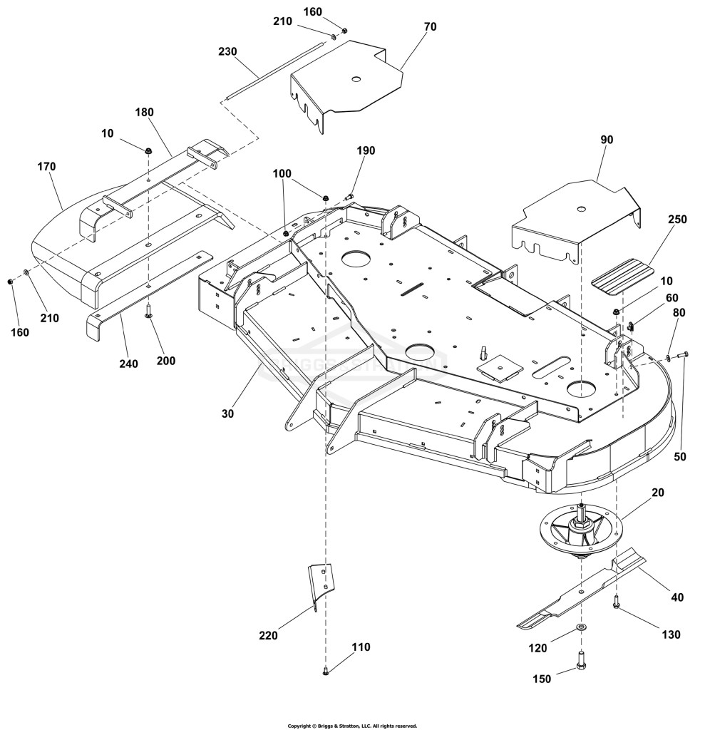 60 Mower Deck Group - Housing, Covers, Spindles, and Blades