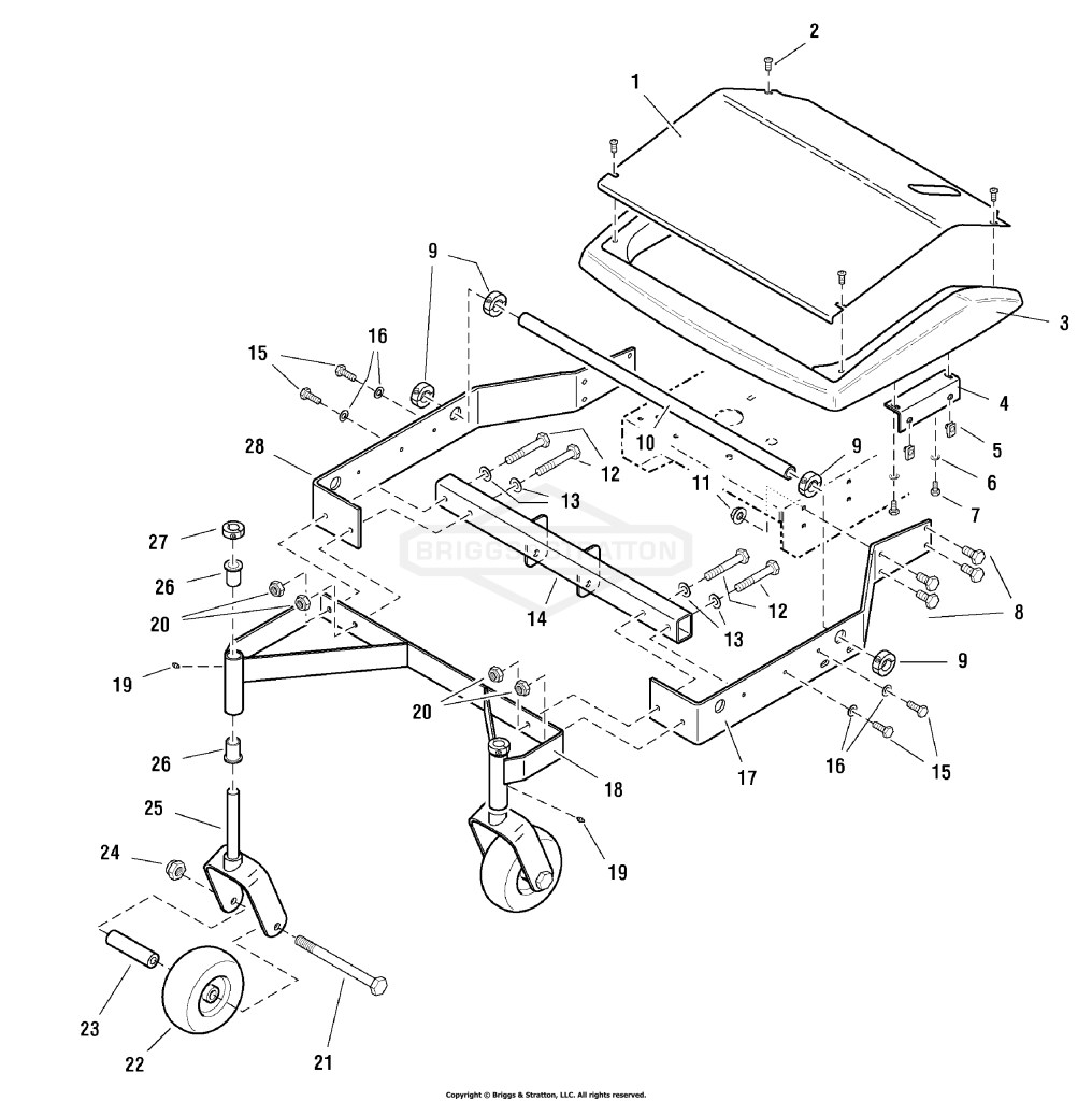 34 Mower Deck - Frame, Caster & Shield