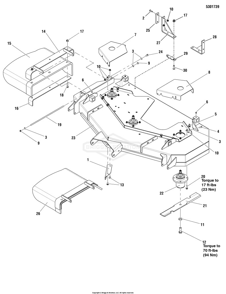 52 Mower Deck - Housing, Covers, Spindles & Blades